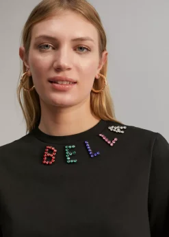 Hot Camiseta detalle pedrería Camisetas Y Tops