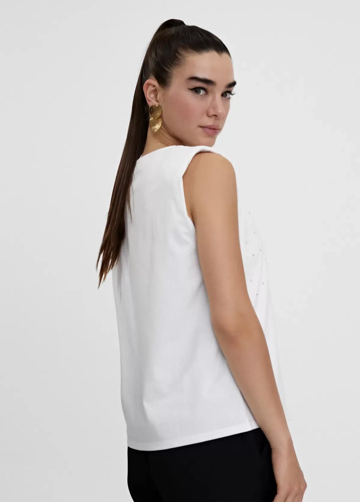 Discount Camiseta hombreras strass Camisetas Y Tops