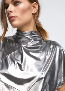 Sale Camiseta laminada plata Camisetas Y Tops