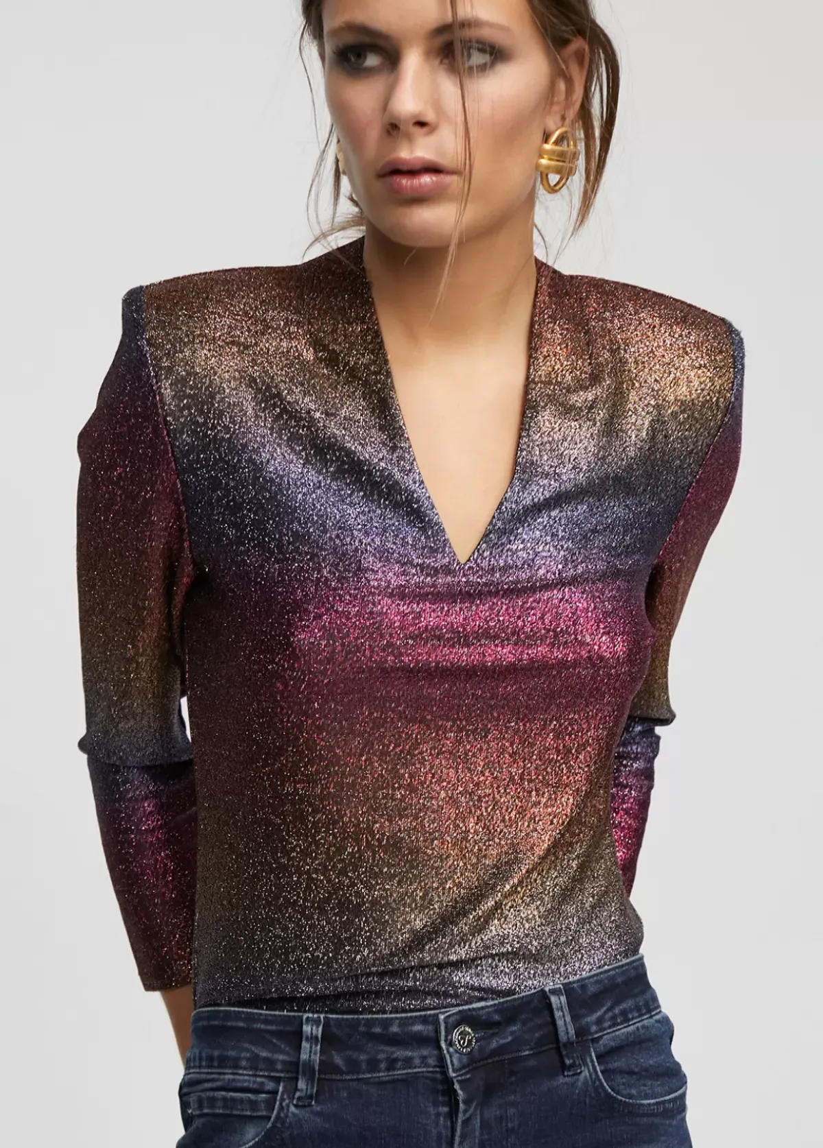 Hot Camiseta lúrex Camisetas Y Tops