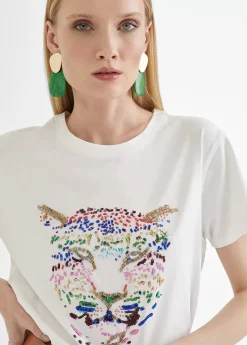 Online Camiseta tigre bordado Camisetas Y Tops