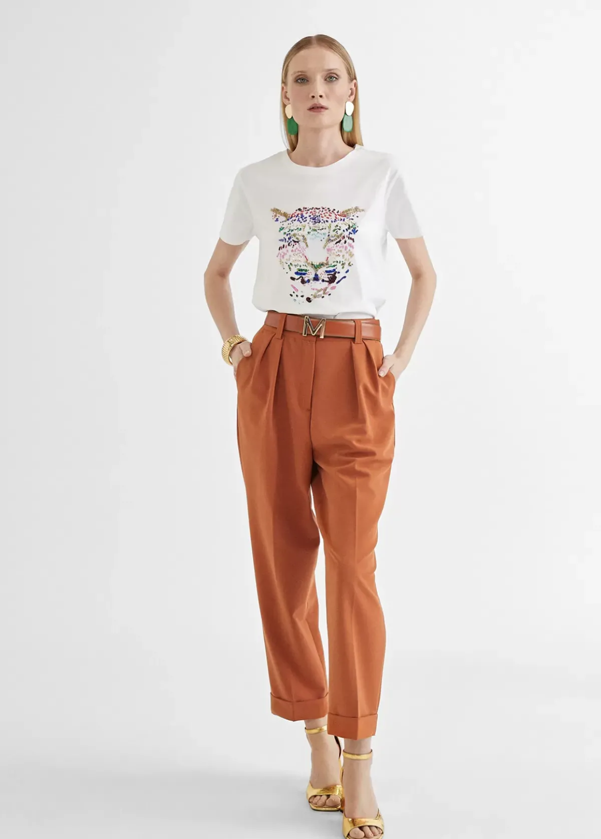 Online Camiseta tigre bordado Camisetas Y Tops