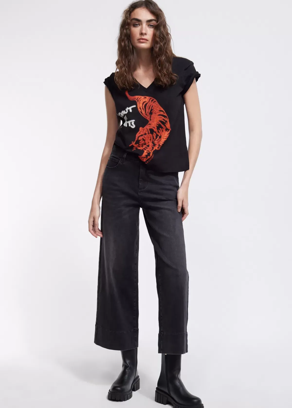 Outlet Camiseta tigre strass Camisetas Y Tops