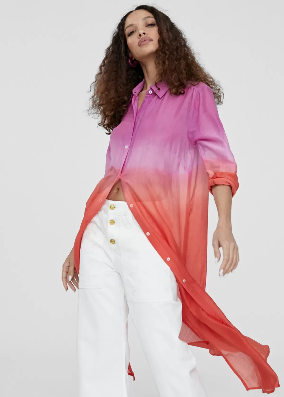 Hot Camisola larga tie dye Camisas Y Blusas|Baño