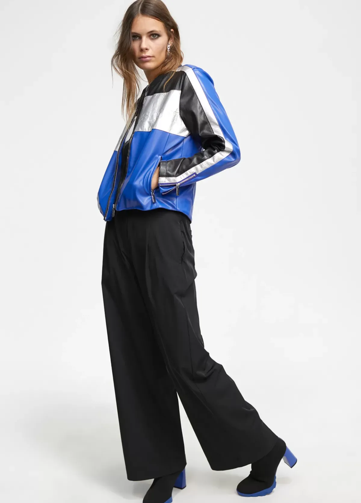 Outlet Cazadora biker tricolor Abrigos Y Cazadoras|Chaquetas Y Gabardinas