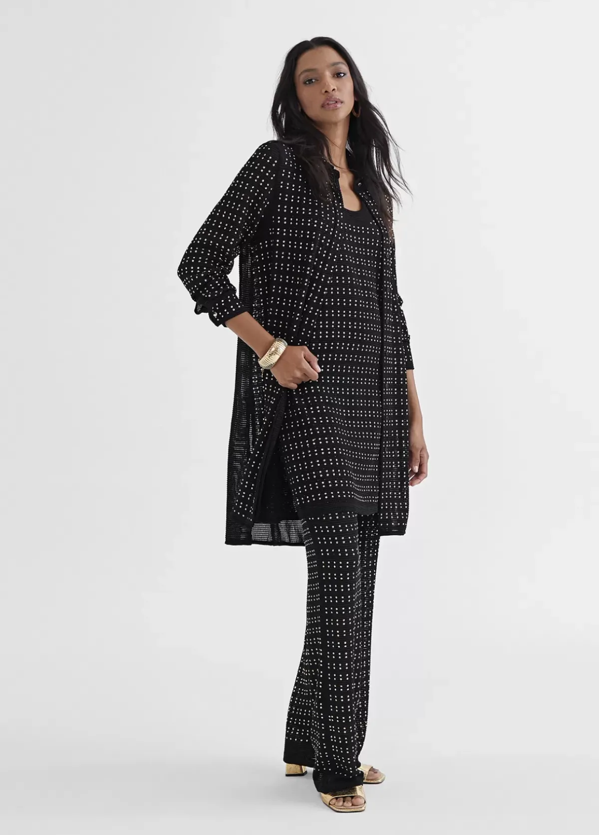 Outlet Chaqueta larga con piezas metálicas Camisas Y Blusas|Chaquetas Y Gabardinas