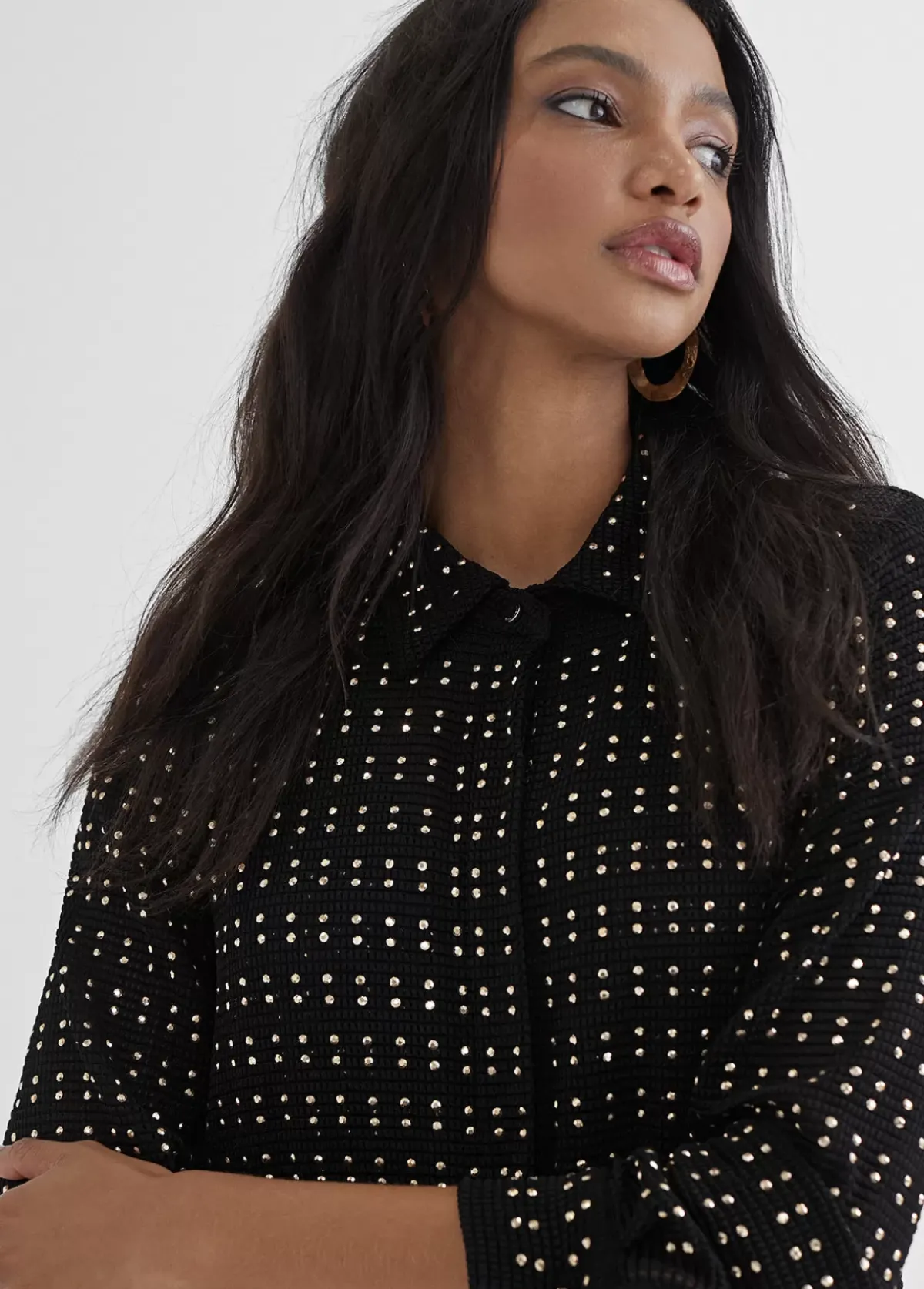 Outlet Chaqueta larga con piezas metálicas Camisas Y Blusas|Chaquetas Y Gabardinas