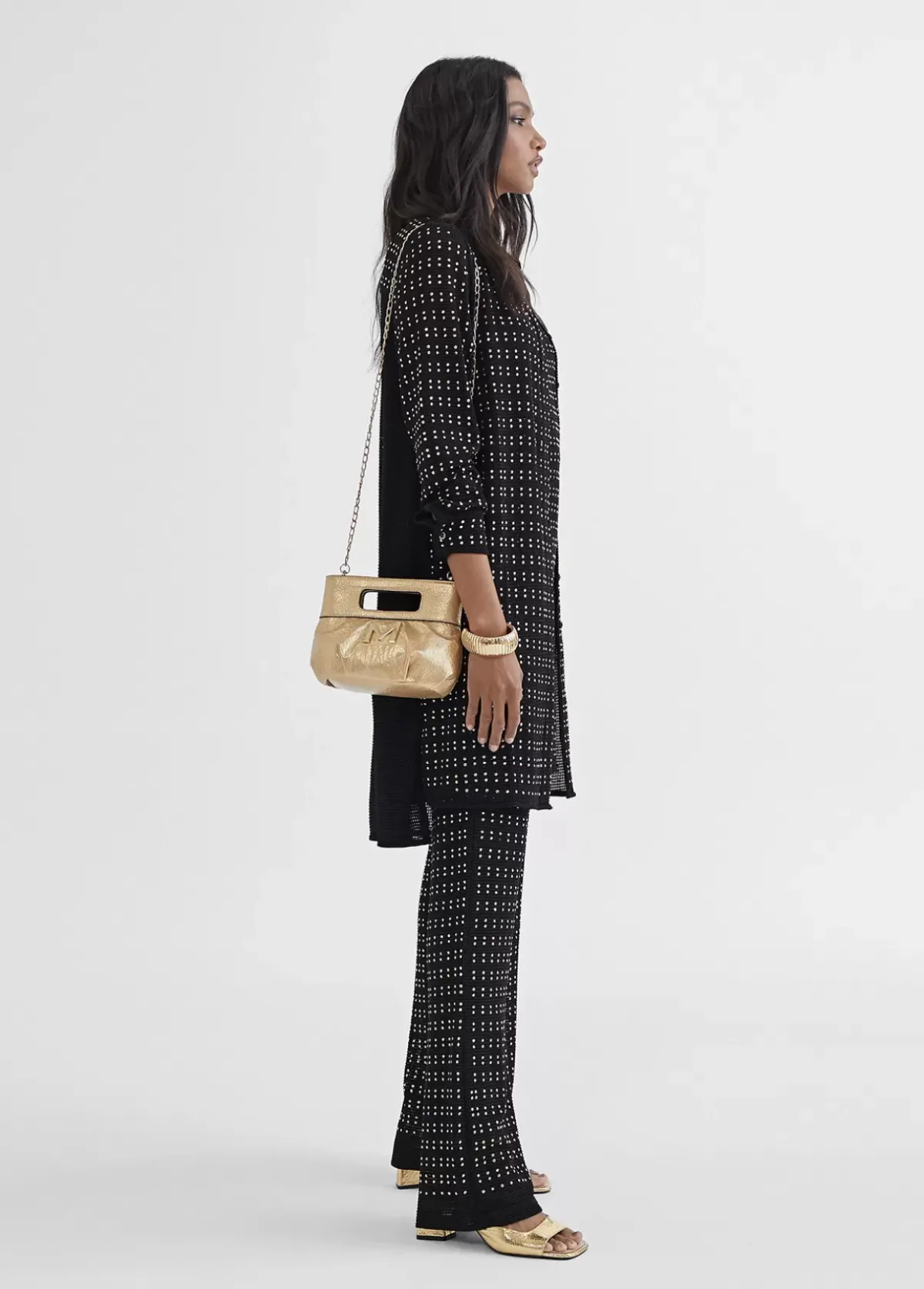 Outlet Chaqueta larga con piezas metálicas Camisas Y Blusas|Chaquetas Y Gabardinas