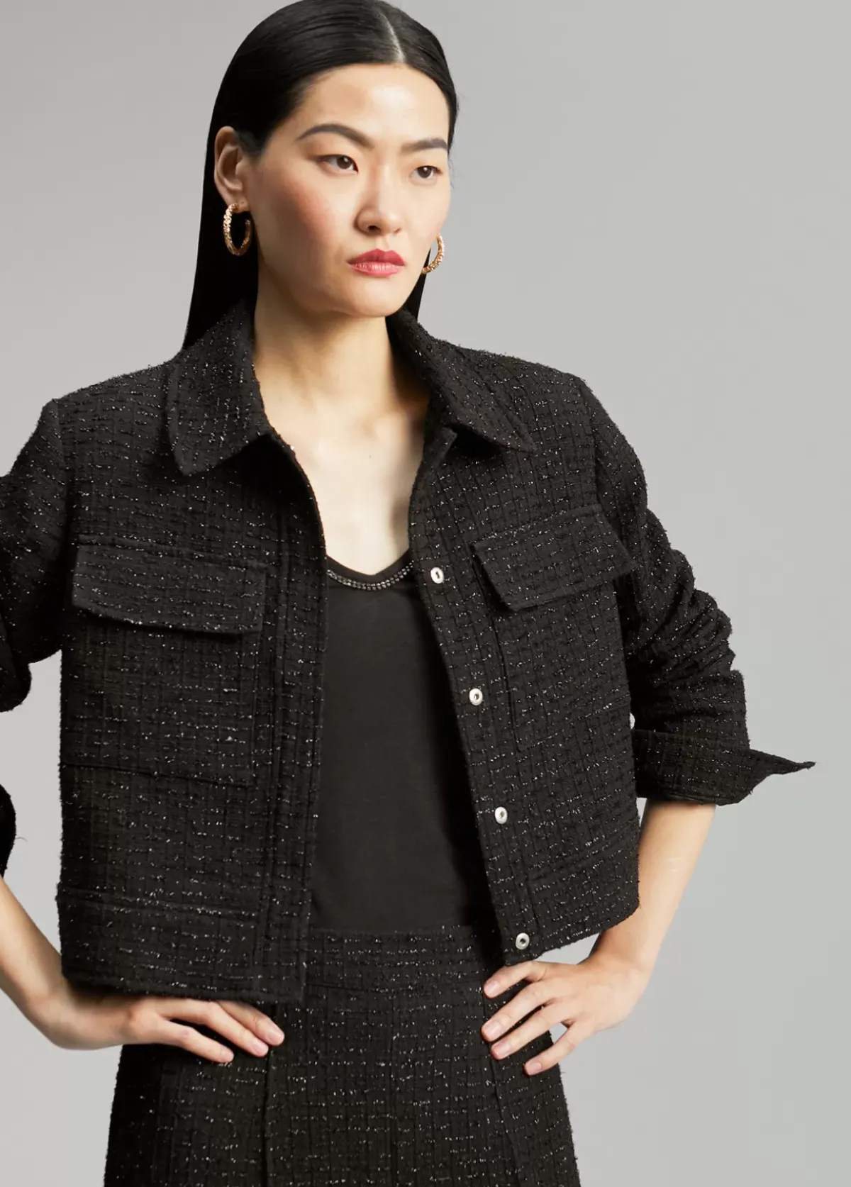 Best Chaqueta tweed cropped Chaquetas Y Gabardinas|Americanas Y Blazers