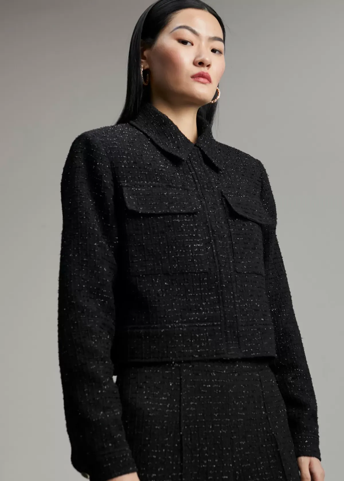 Best Chaqueta tweed cropped Chaquetas Y Gabardinas|Americanas Y Blazers