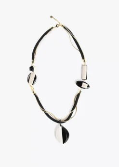 Outlet Collar cordón blanco y negro Bisuteria
