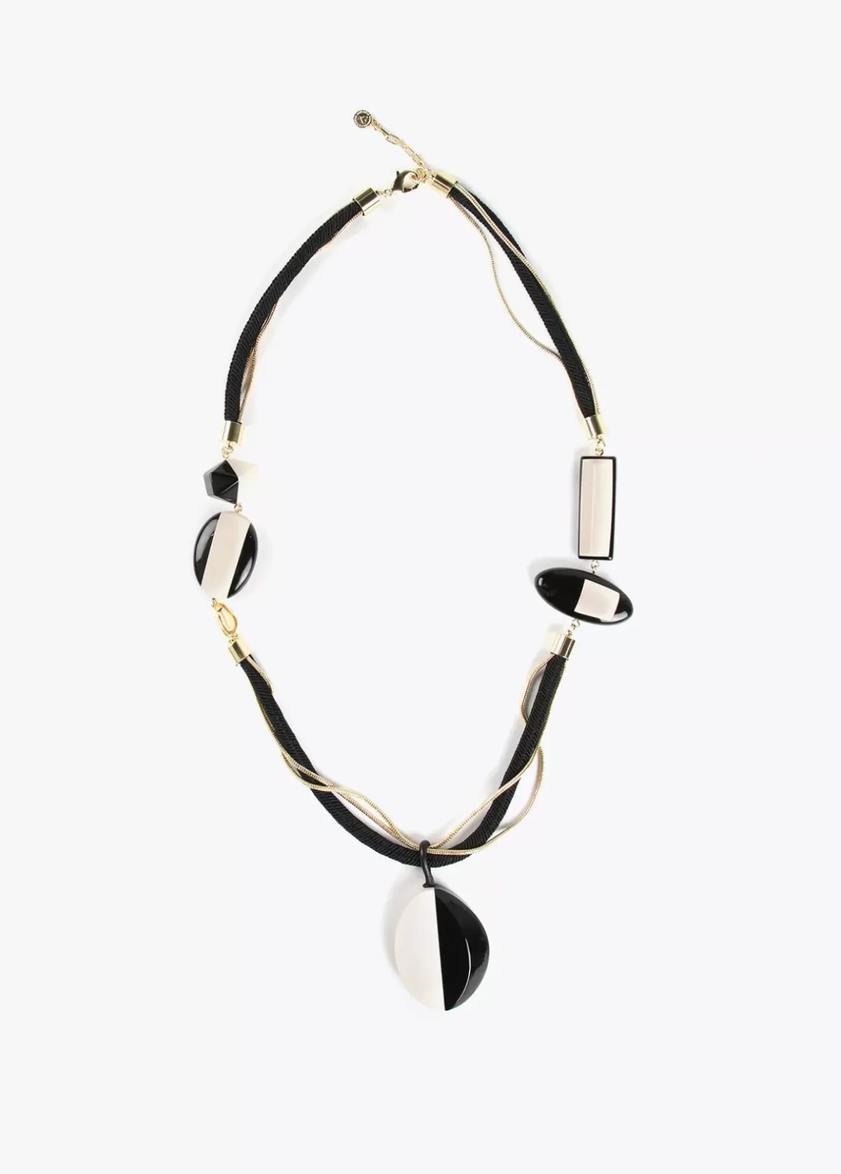 Outlet Collar cordón blanco y negro Bisuteria