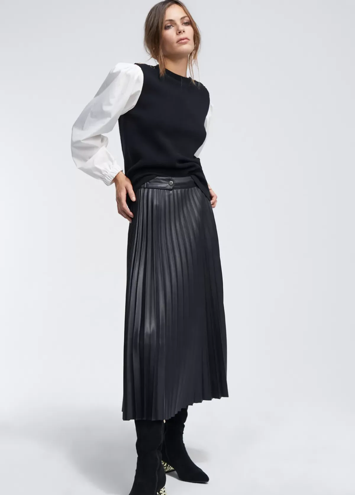 Hot Falda efecto piel Vestidos Y Faldas