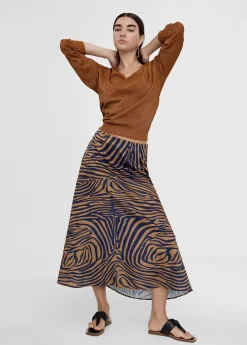 Falda midi estampado cebra Vestidos Y Faldas