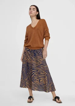 Falda midi estampado cebra Vestidos Y Faldas