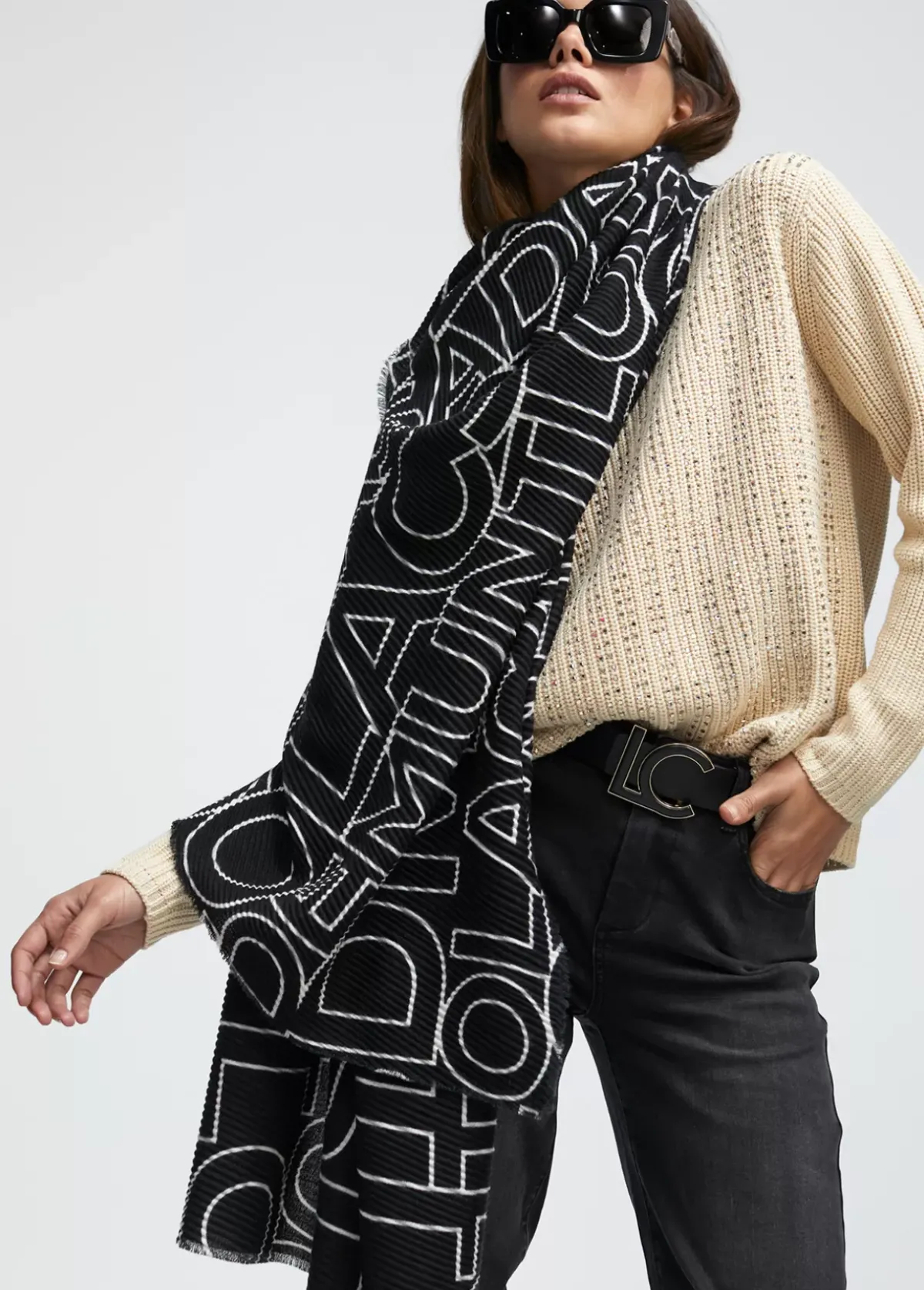 Outlet Fular plisado logotipado Otros Complementos|Bufandas Y Pañuelos