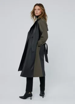 Sale Gabardina combinada efecto piel Chaquetas Y Gabardinas