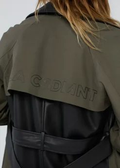 Sale Gabardina combinada efecto piel Chaquetas Y Gabardinas