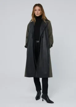 Sale Gabardina combinada efecto piel Chaquetas Y Gabardinas