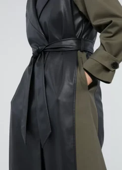 Sale Gabardina combinada efecto piel Chaquetas Y Gabardinas