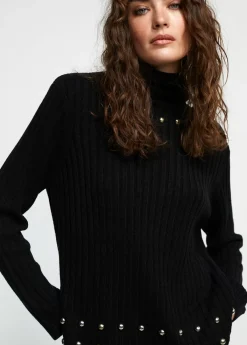 Outlet Jersey cuello alto con tachas Punto