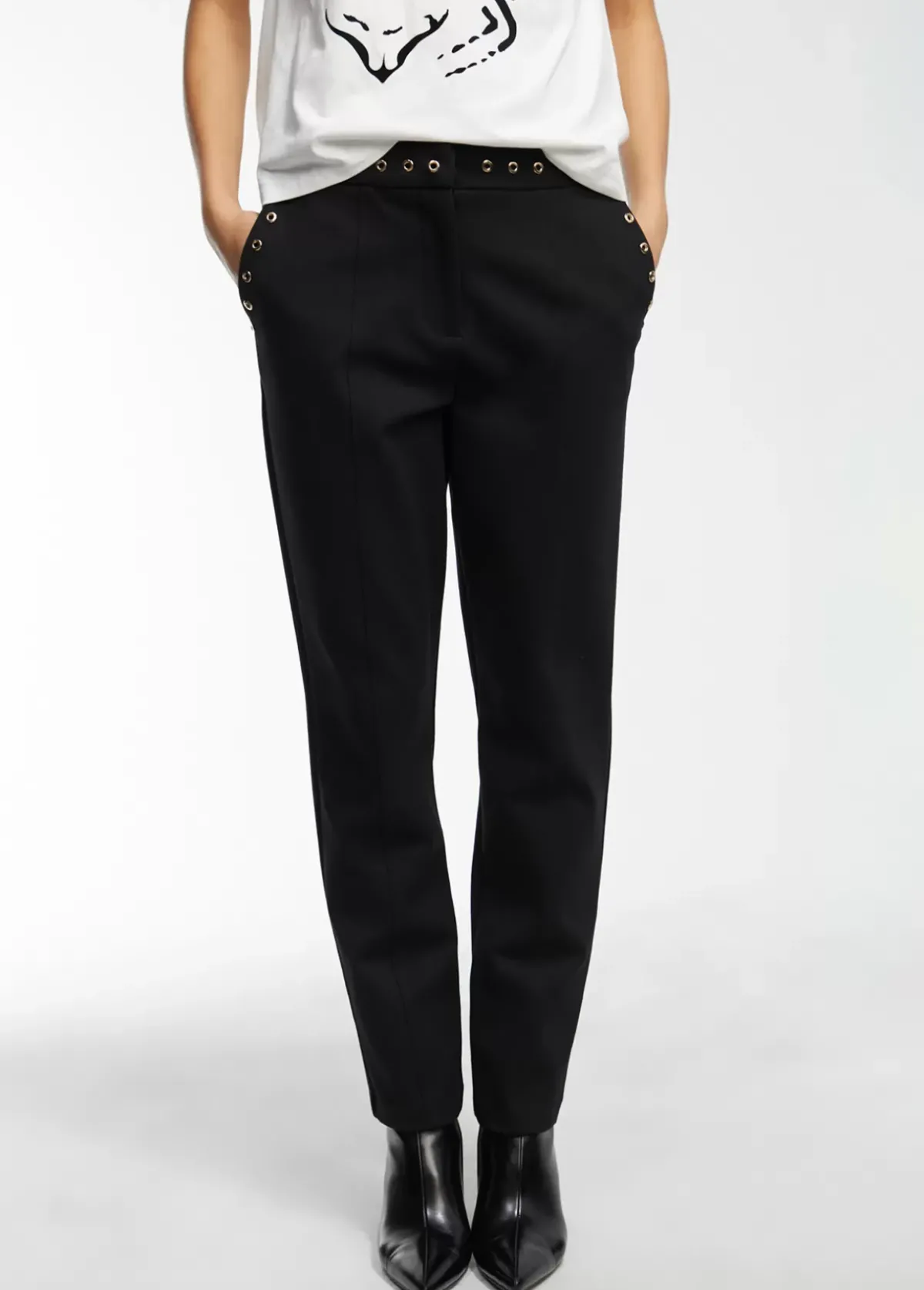 Online Pantalón detalle eyelets Pantalones