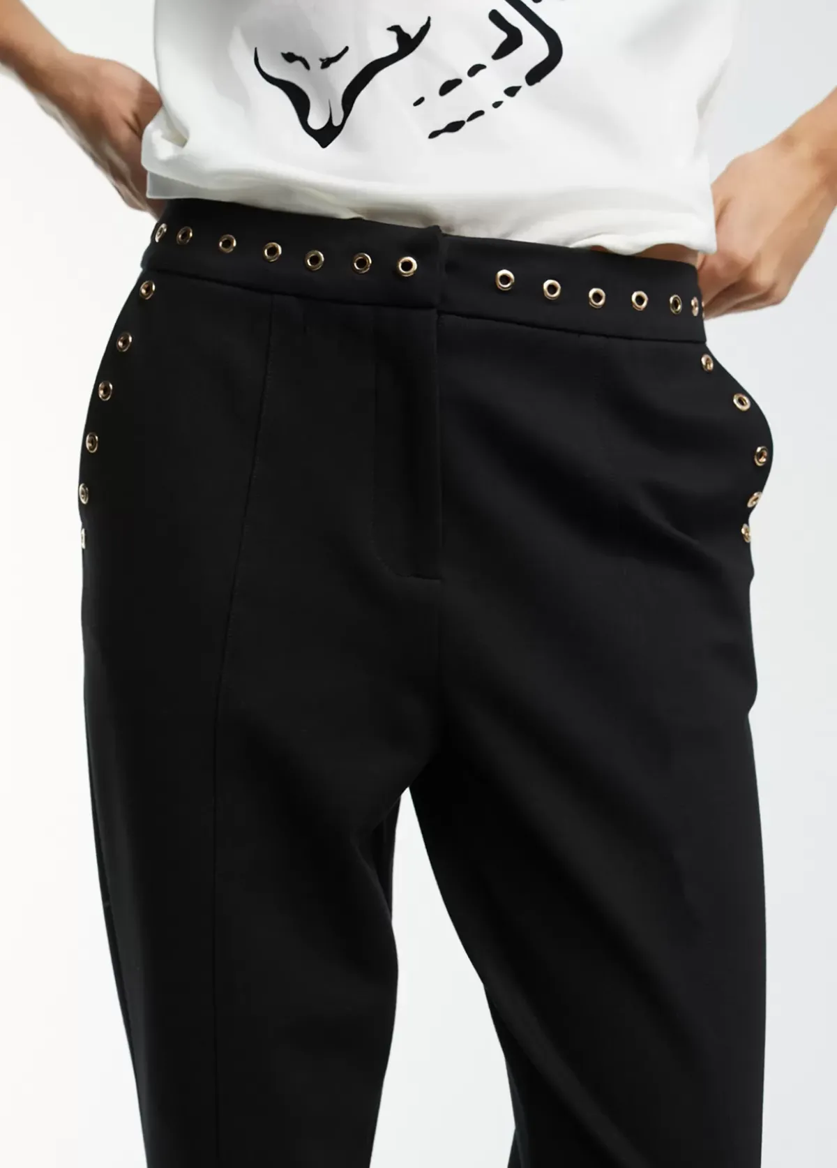 Online Pantalón detalle eyelets Pantalones