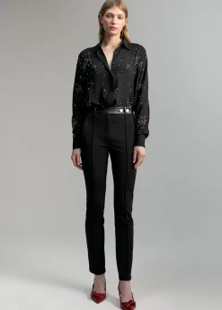 Pantalón detalles efecto piel Pantalones