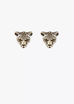 Discount Pendientes cara leopardo Bisuteria
