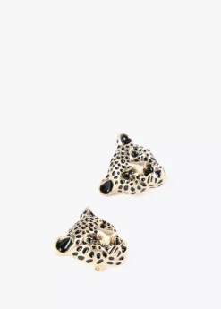 Discount Pendientes cara leopardo Bisuteria