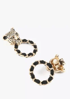 Sale Pendientes cara leopardo y aro Bisuteria