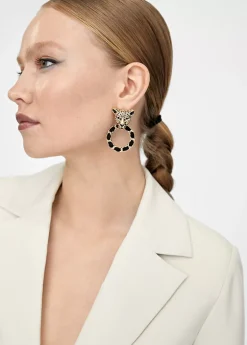 Sale Pendientes cara leopardo y aro Bisuteria