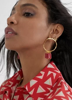 New Pendientes de aro con piedras naturales Bisuteria