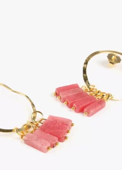 New Pendientes de aro con piedras naturales Bisuteria