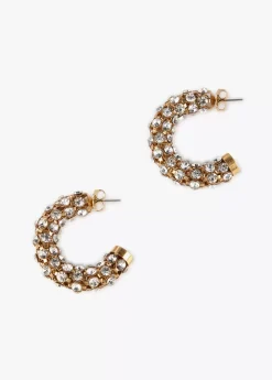 Online Pendientes de aro y cristales Pendientes