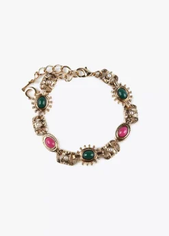 Discount Pulsera dorada multi piedras Pulseras