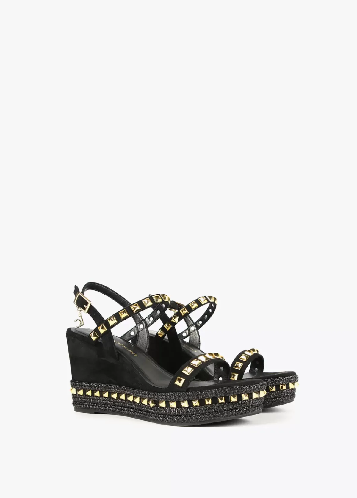 Sale Sandalia de cuña negra y tachas Calzado