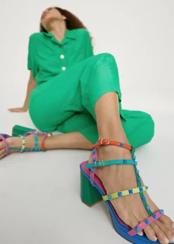 Best Sandalia de tacón con tiras multicolor Calzado