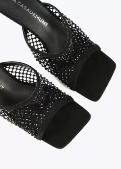 Online Sandalia de tacón y malla de strass Calzado