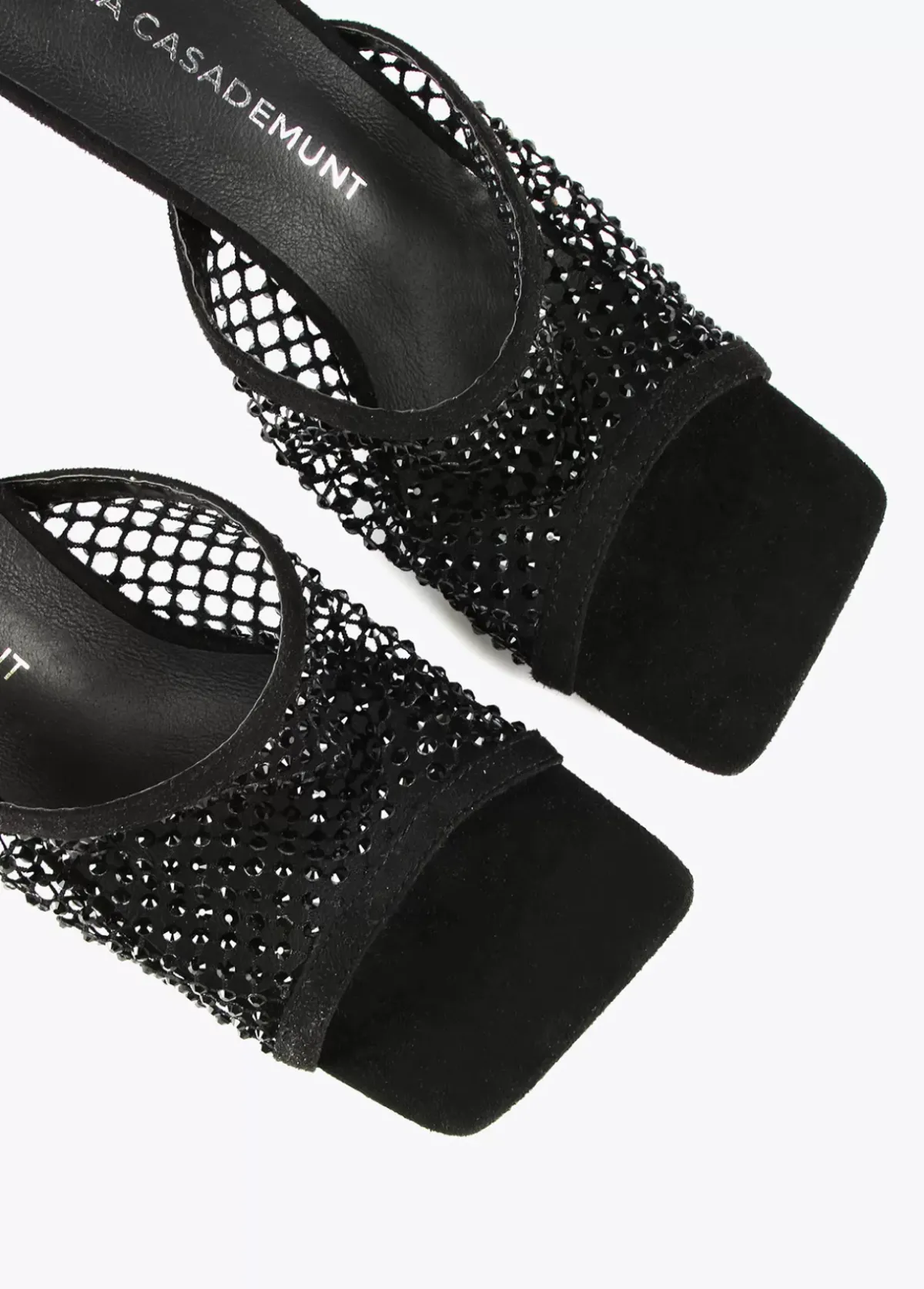 Online Sandalia de tacón y malla de strass Calzado