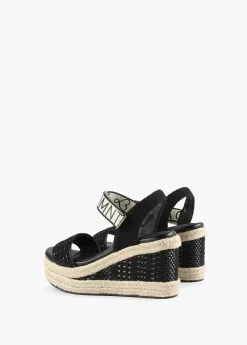 Hot Sandalia negra tipo cuña Calzado