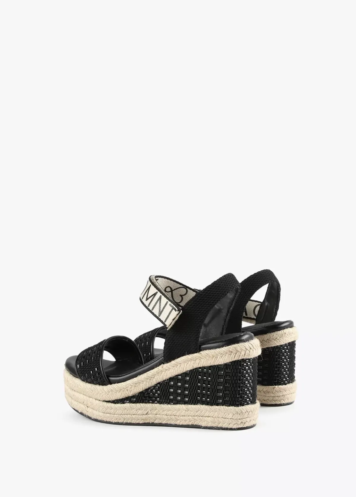 Hot Sandalia negra tipo cuña Calzado