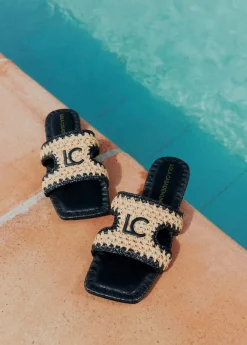 Online Sandalia pala efecto rafia Calzado