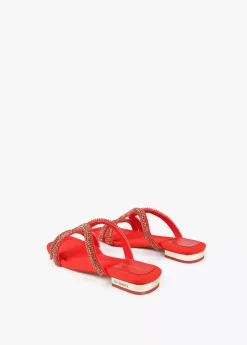 Sandalia plana con pedreria Calzado