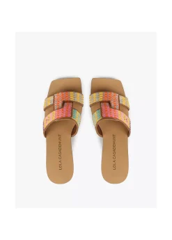 Best Sandalia plana efecto rafia multicolor Calzado