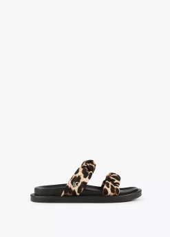 New Sandalia plana tiras estampado animal Calzado|Baño