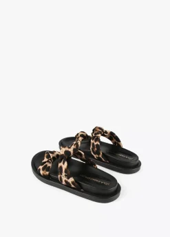 New Sandalia plana tiras estampado animal Calzado|Baño