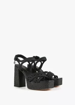 Sandalia plataforma y efecto crochet Calzado