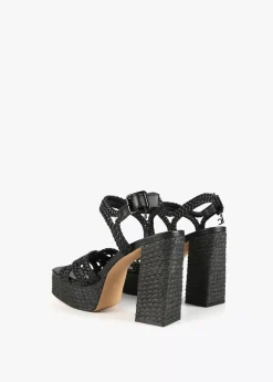 Sandalia plataforma y efecto crochet Calzado