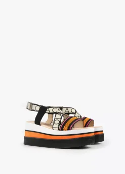 Online Sandalia tipo plataforma tricolor Calzado